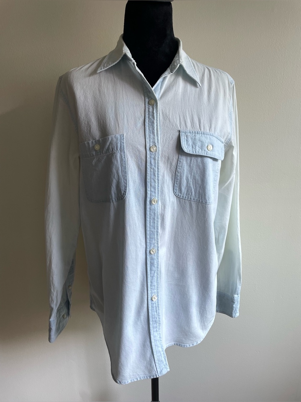 Lauren Jeans Co Ralph Lauren Light Blue Cotton Button Up Utility Shirt M